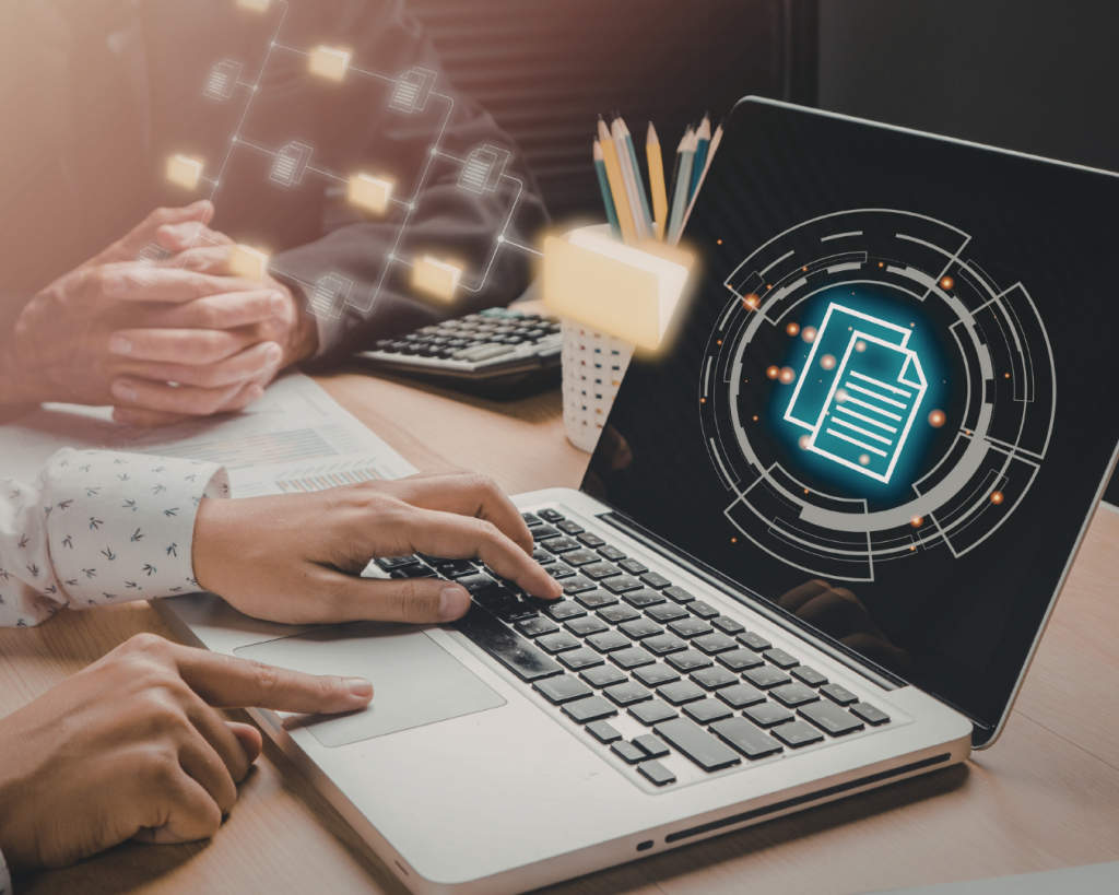 IT Services & Support for Churches 8 Secure digital document and data protection concept illustrating church IT security, cloud systems, and protected ministry information